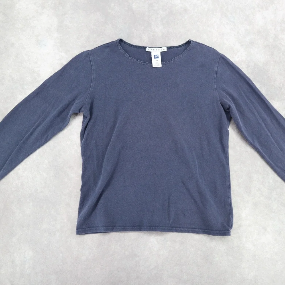 Vintage Gap Long Sleeve Y2K Navy Stretch Long Sleeve Tee Shirt Cotton Fits XS
